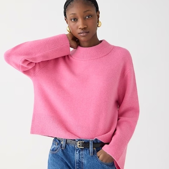 J crew heather petunia pink Chunky crewneck sweater in Supersoft yarn - Picture 1 of 5